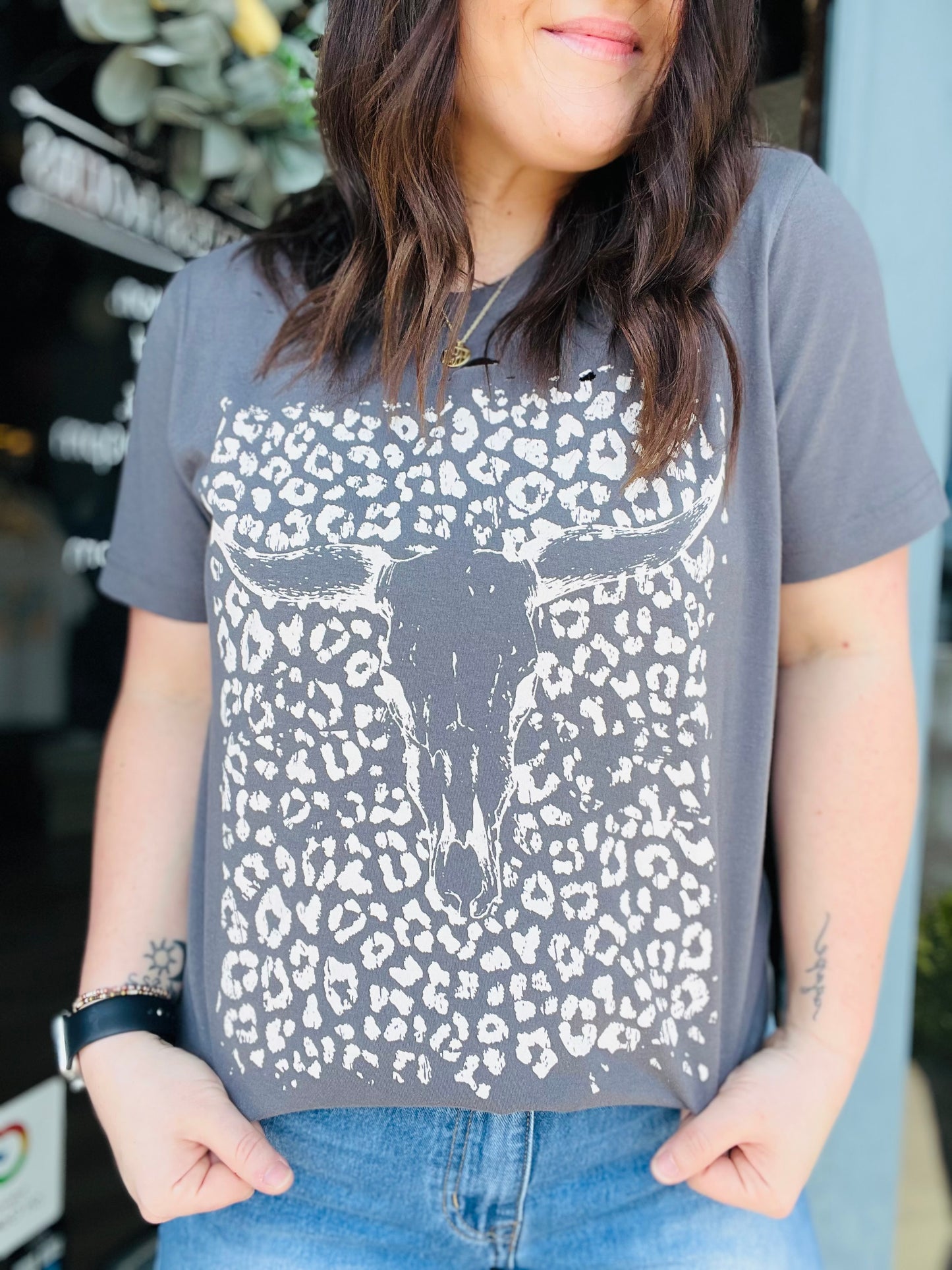 Heavenly Herd | Leopard Cow Skull Graphic Tee