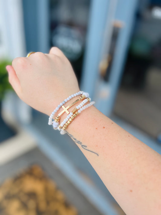 Jasper Stack Bracelet - White Marble