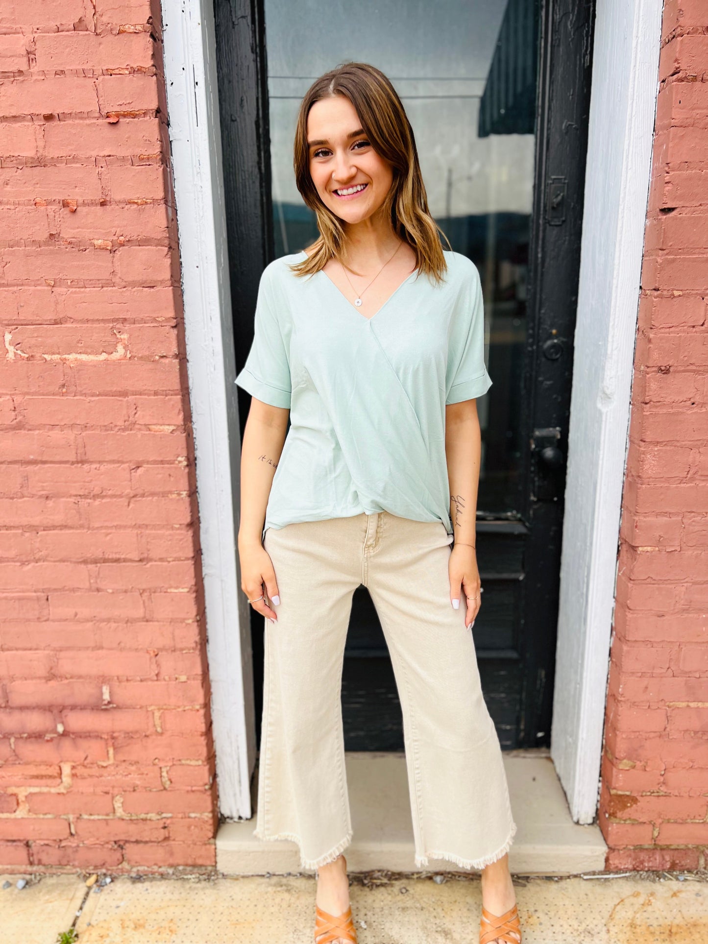 Surplice | Short Sleeve Top - Mint