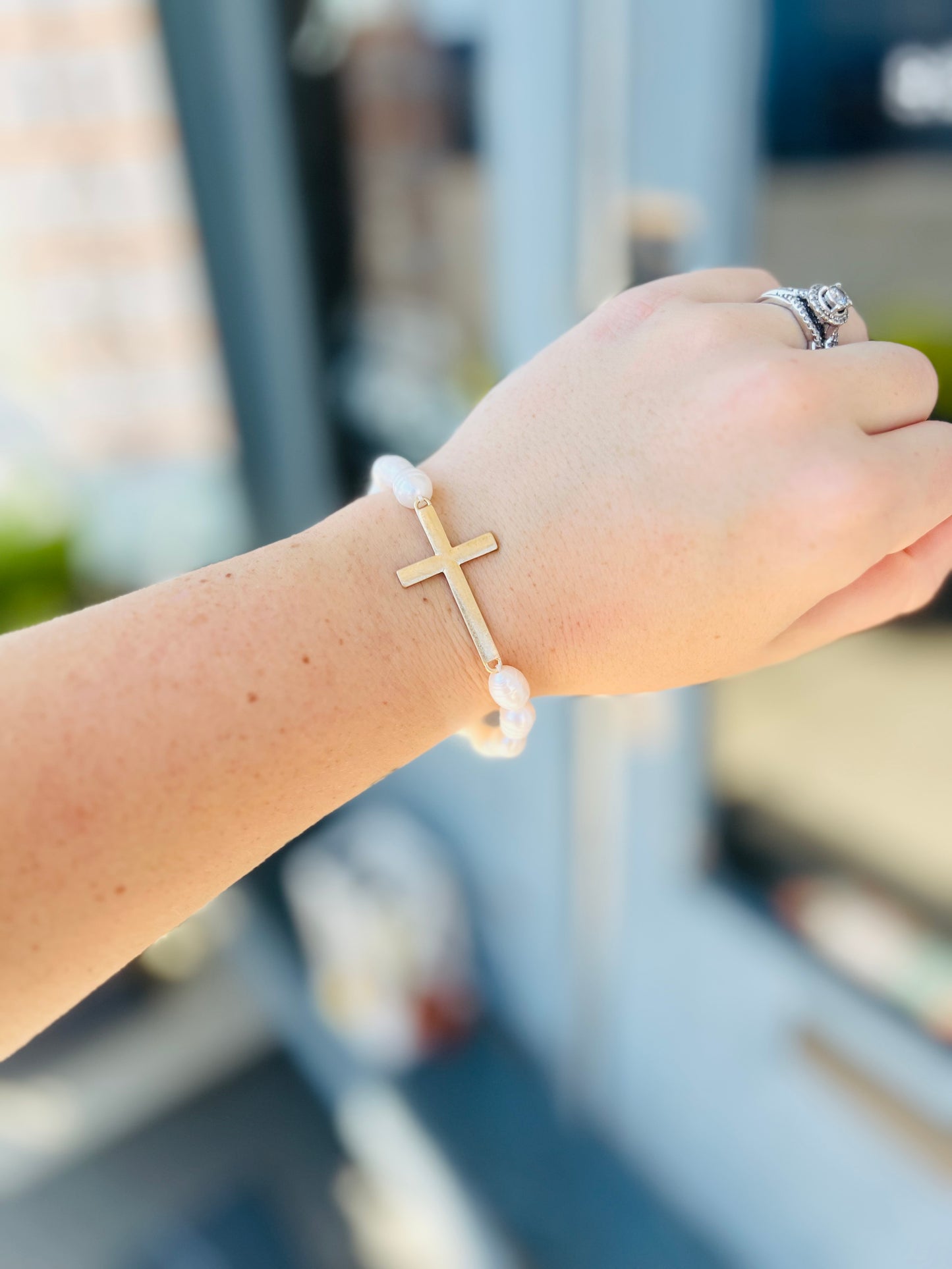 Pearl | Cross Bracelet