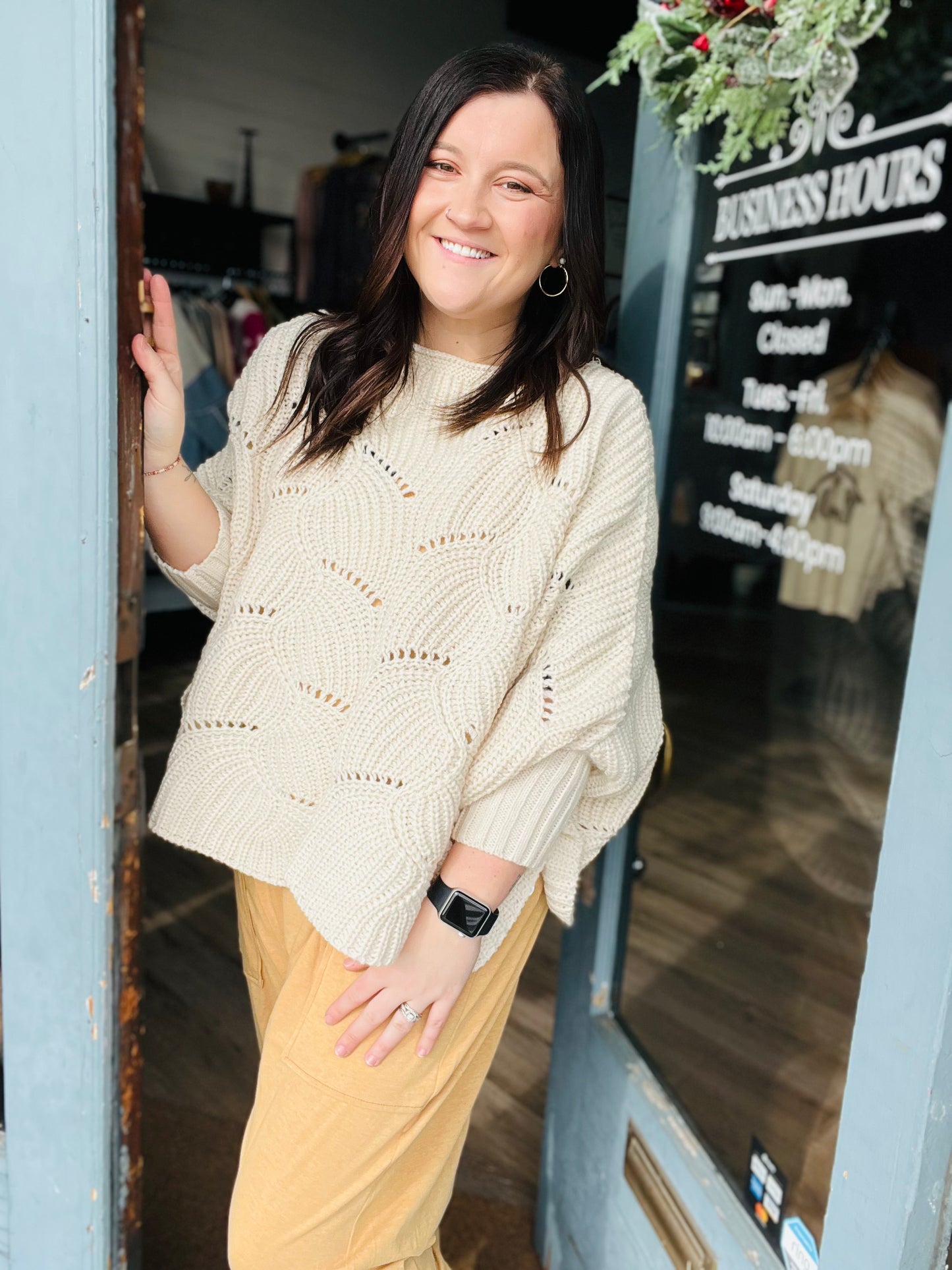 Ribbed Knit Sweater Poncho