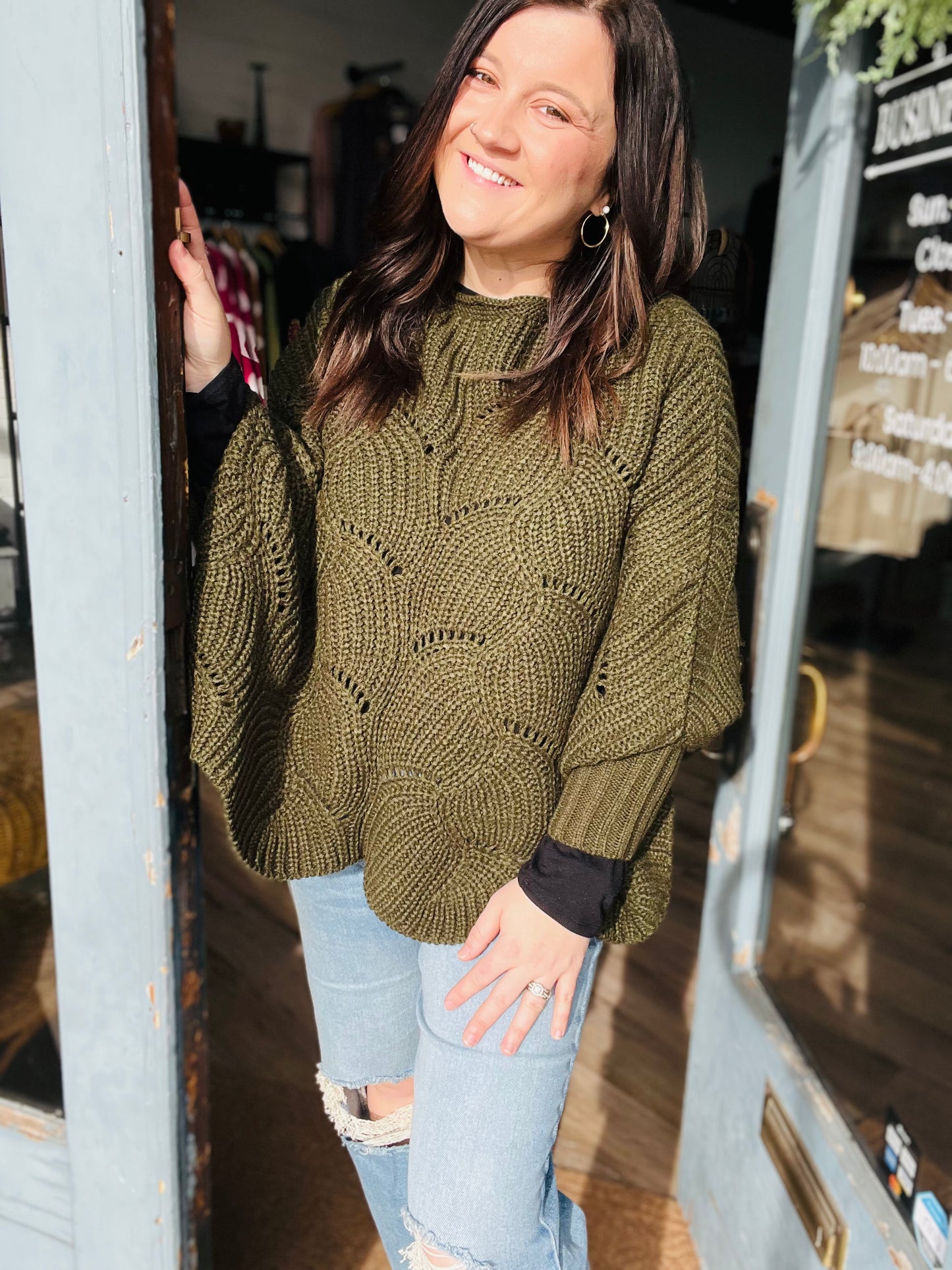 Ribbed Knit Sweater Poncho