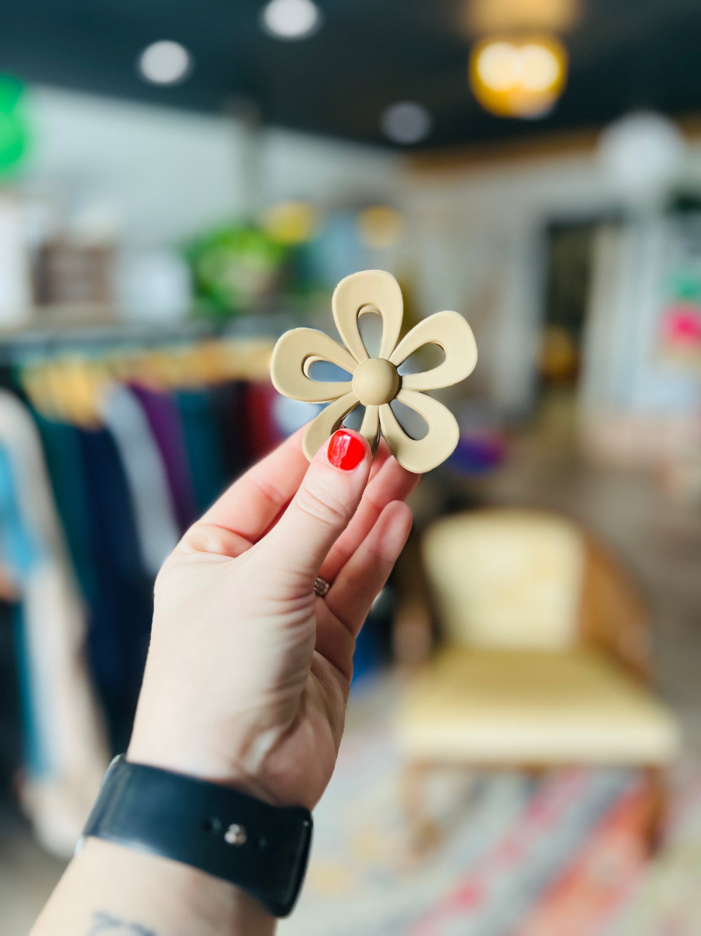 Deep Moody Colored Floral Claw Clips