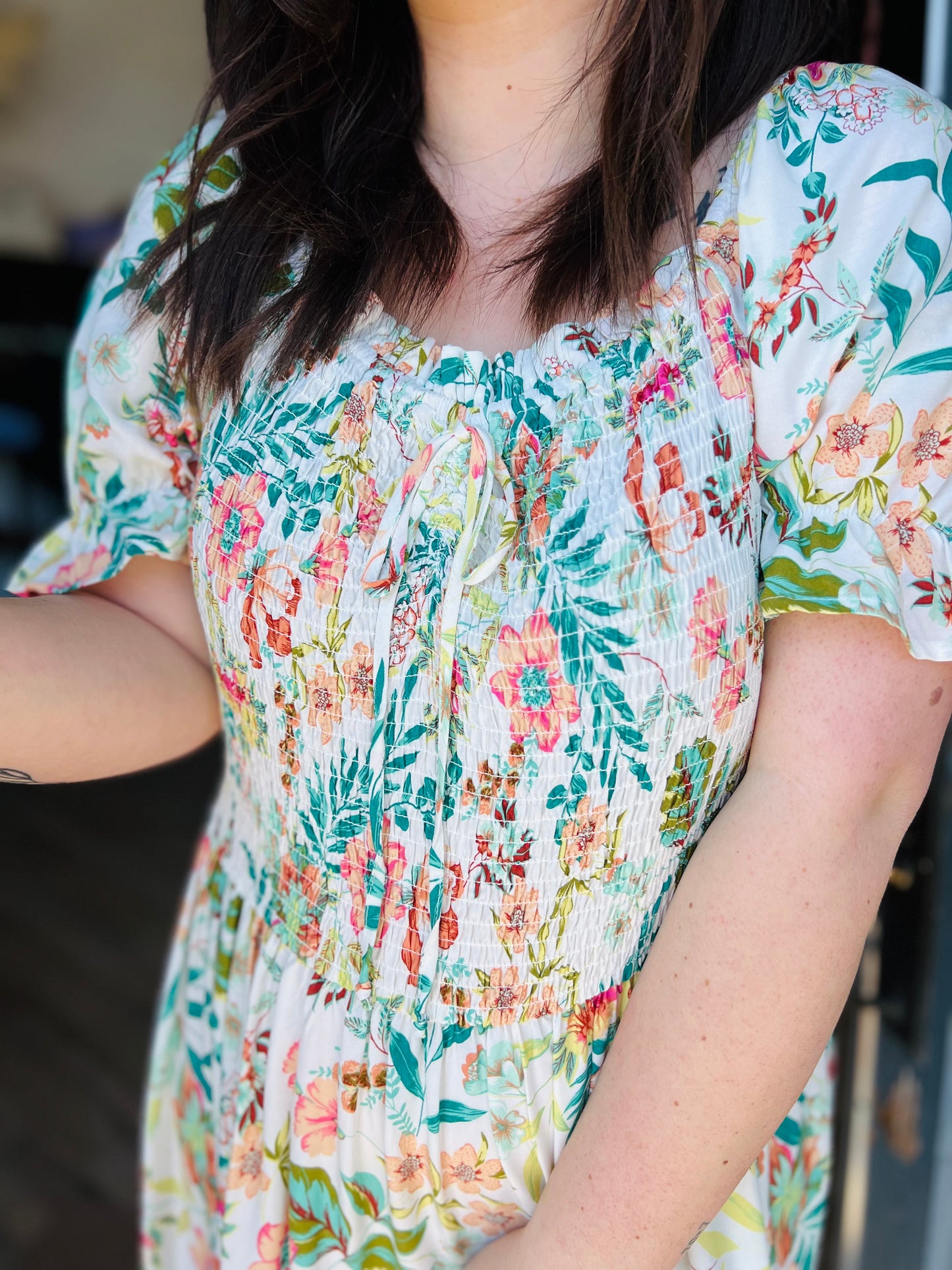 Naomi Smocked Ruffle Dress | Curvy