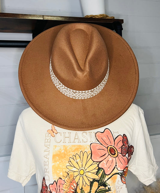 Brown Flat Brim Hat