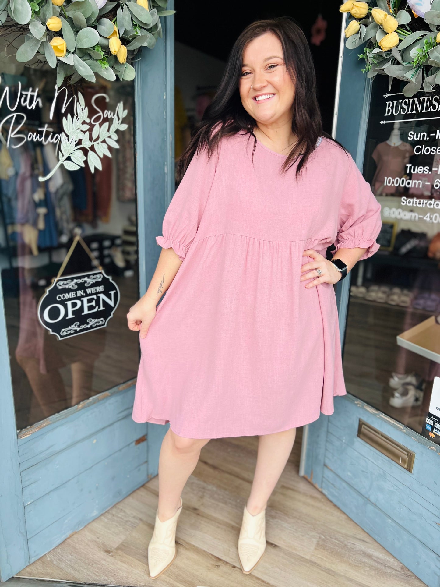 Ada | Puff Sleeve Dress - Curvy