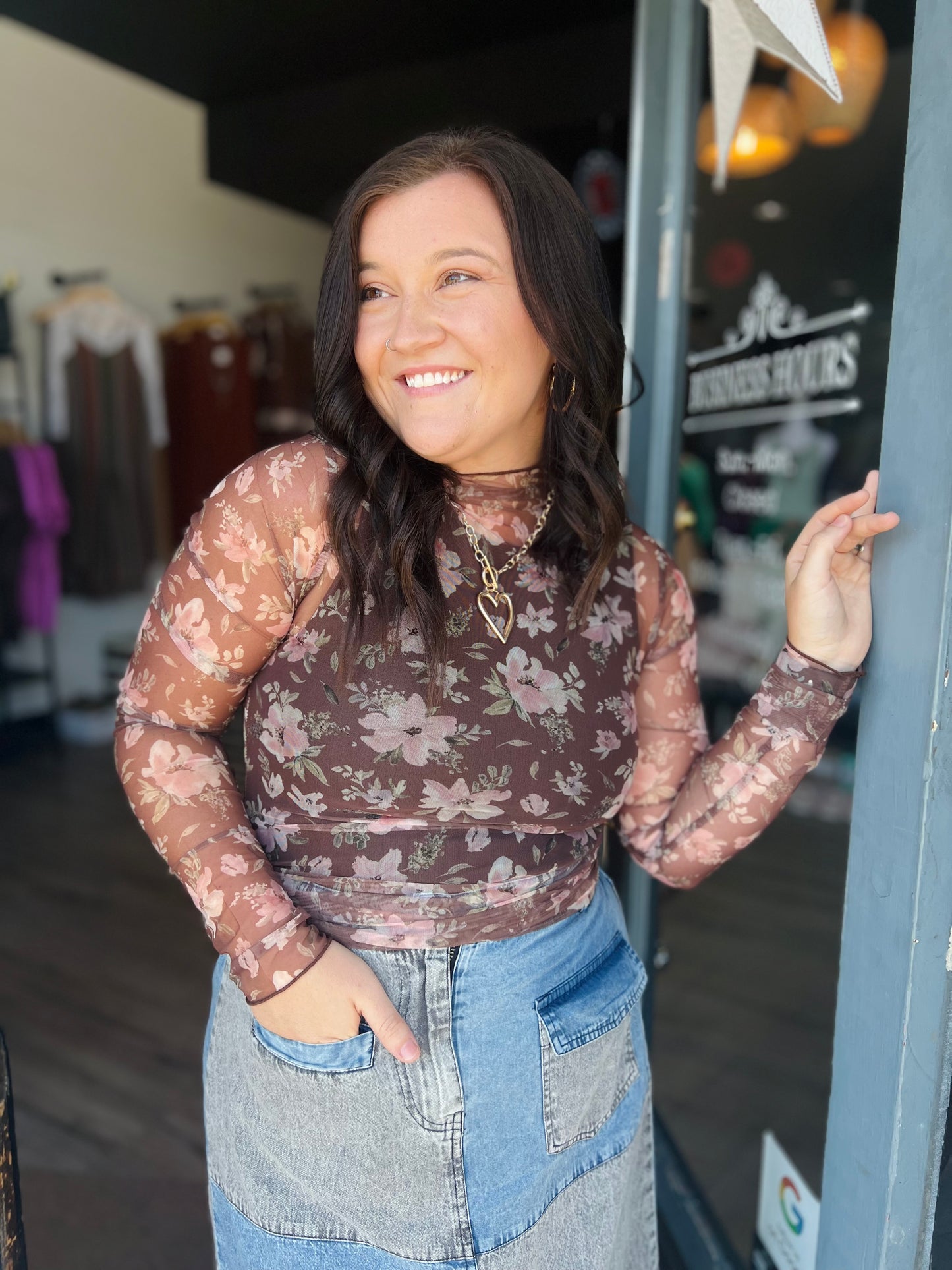 Abilene | Floral Mesh Top