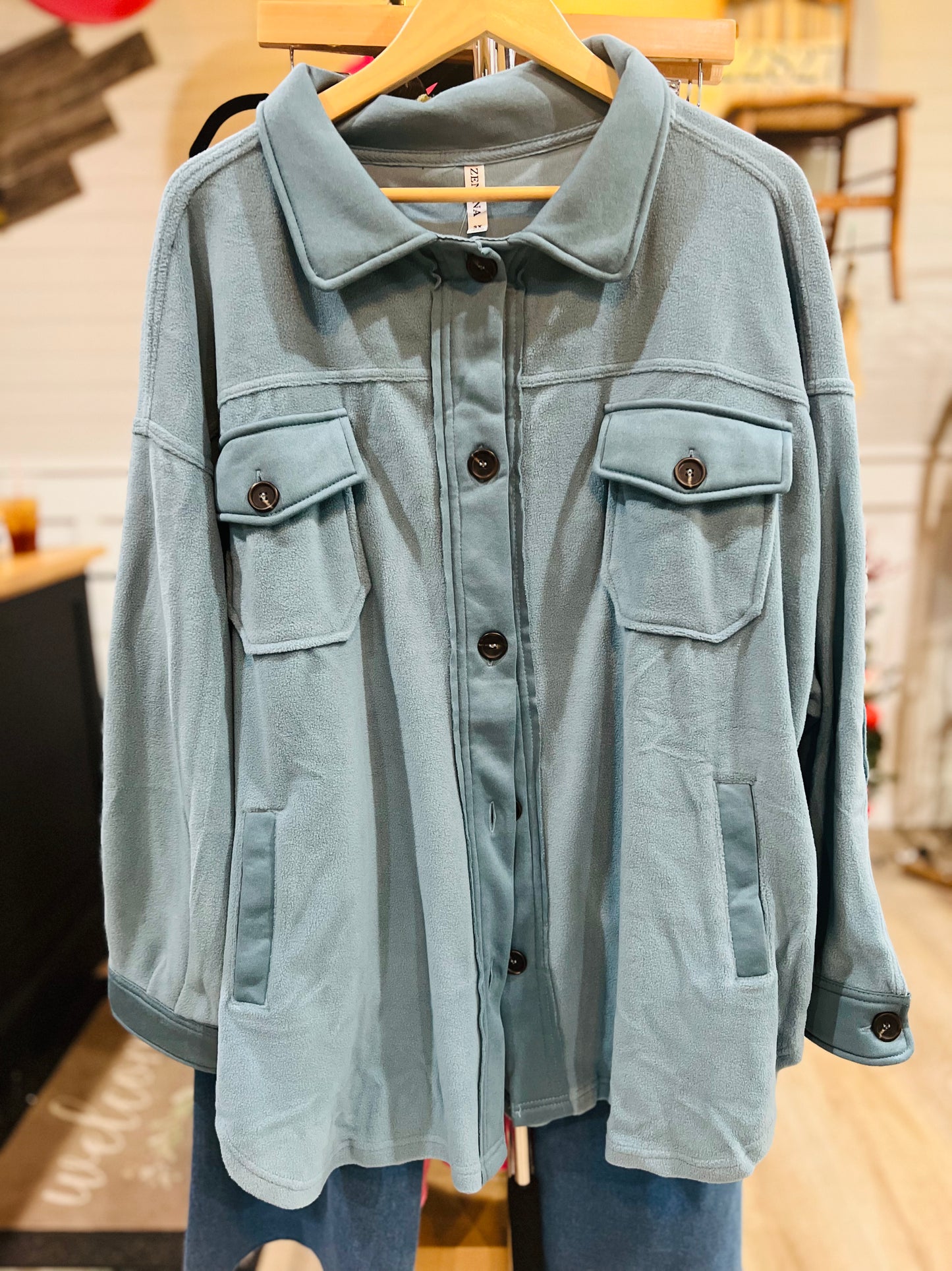 PLUS OVERSIZED BASIC FLEECE SHACKET