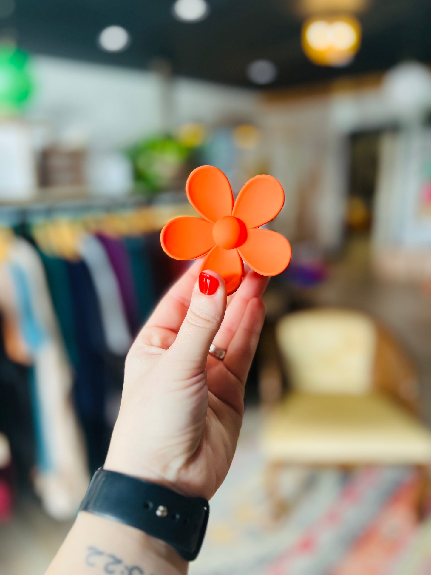 Deep Moody Colored Floral Claw Clips