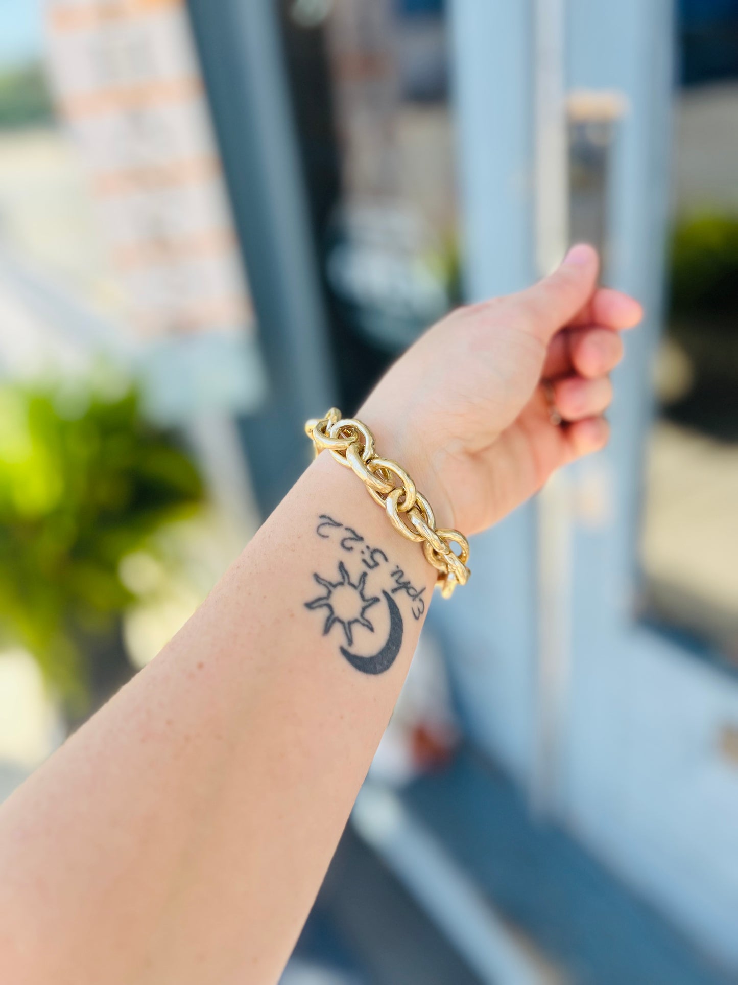 Chunky Chain | Cross Bracelet - Gold