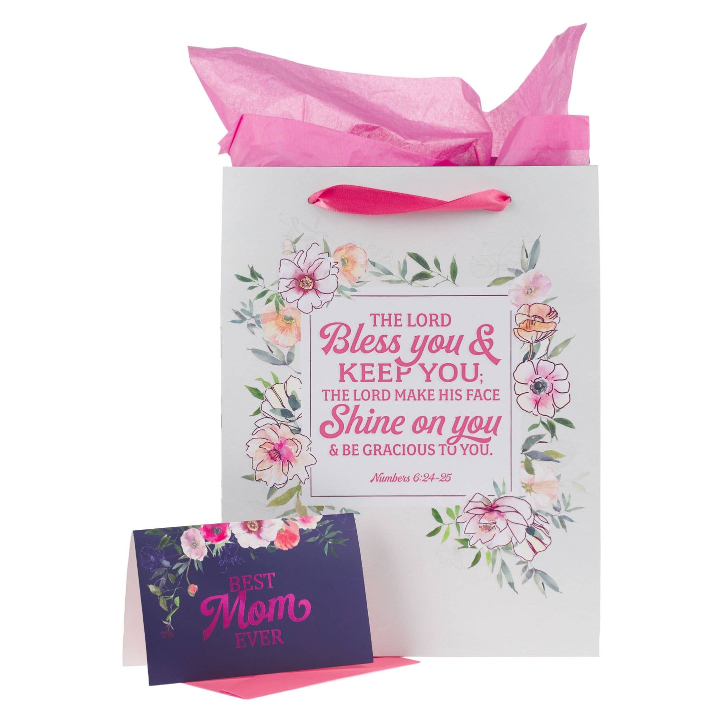 Bless You and Keep You | Floral Large Gift Bag & Card