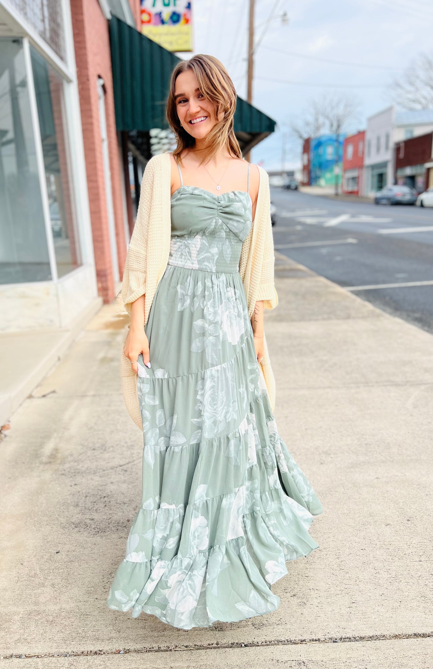 Floral Spiral Tiered | Maxi Dress