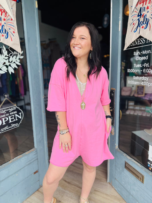 Carmi | Oversized Reversible Romper - Pink