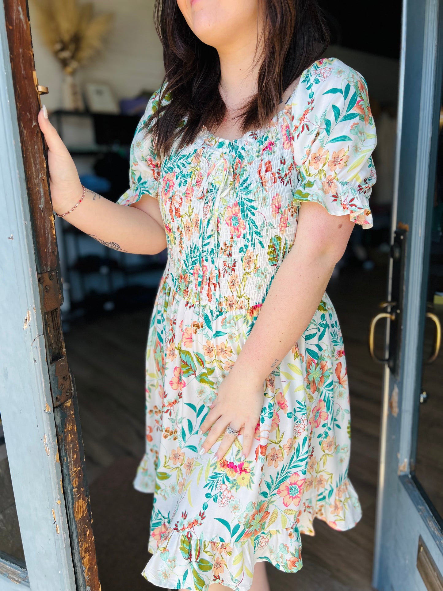 Naomi Smocked Ruffle Dress | Curvy