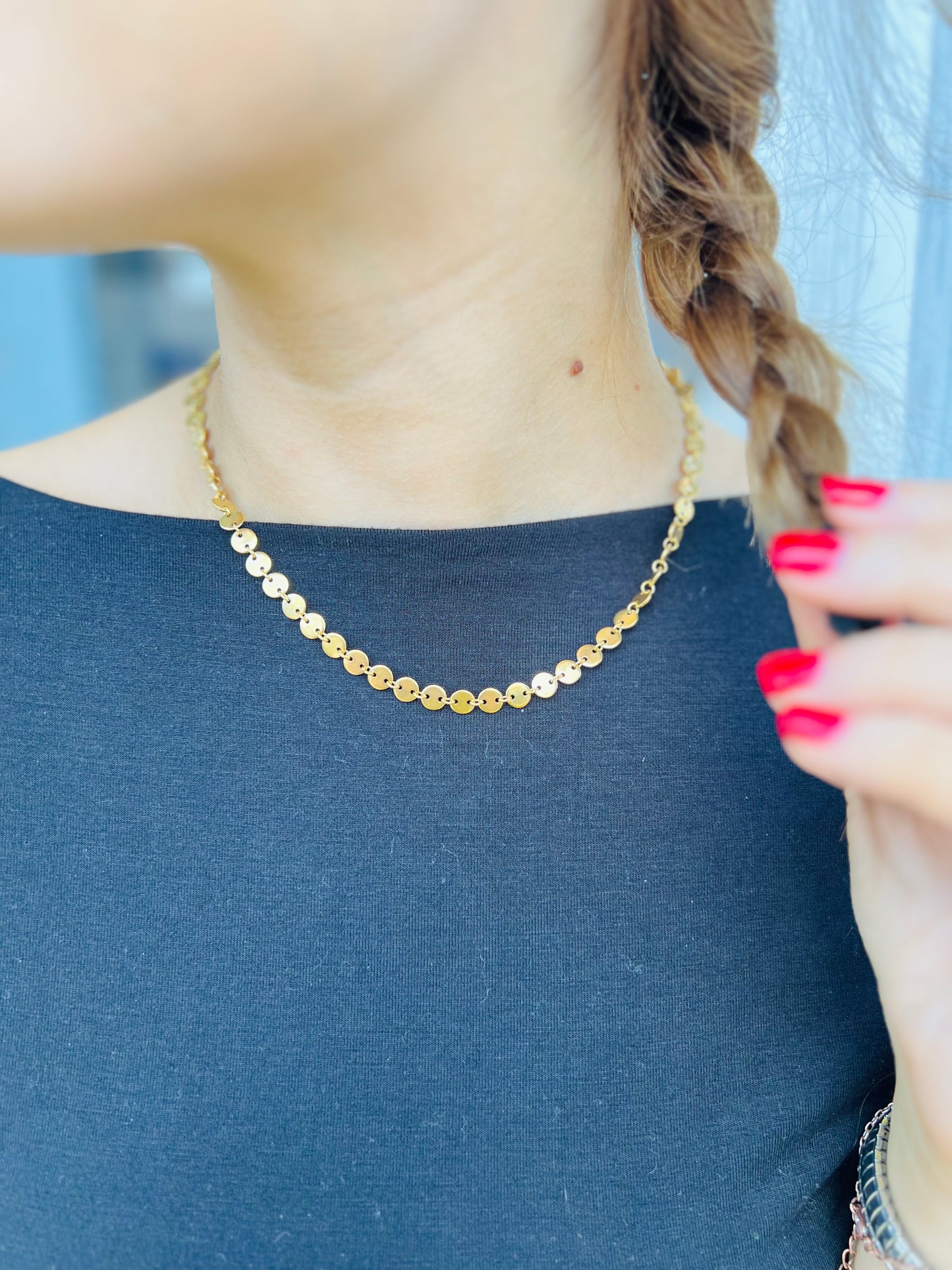 14K Gold Plated Disc Necklace