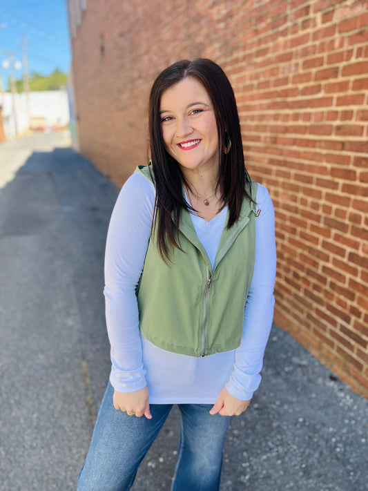 V-Neck Long Sleeve - White