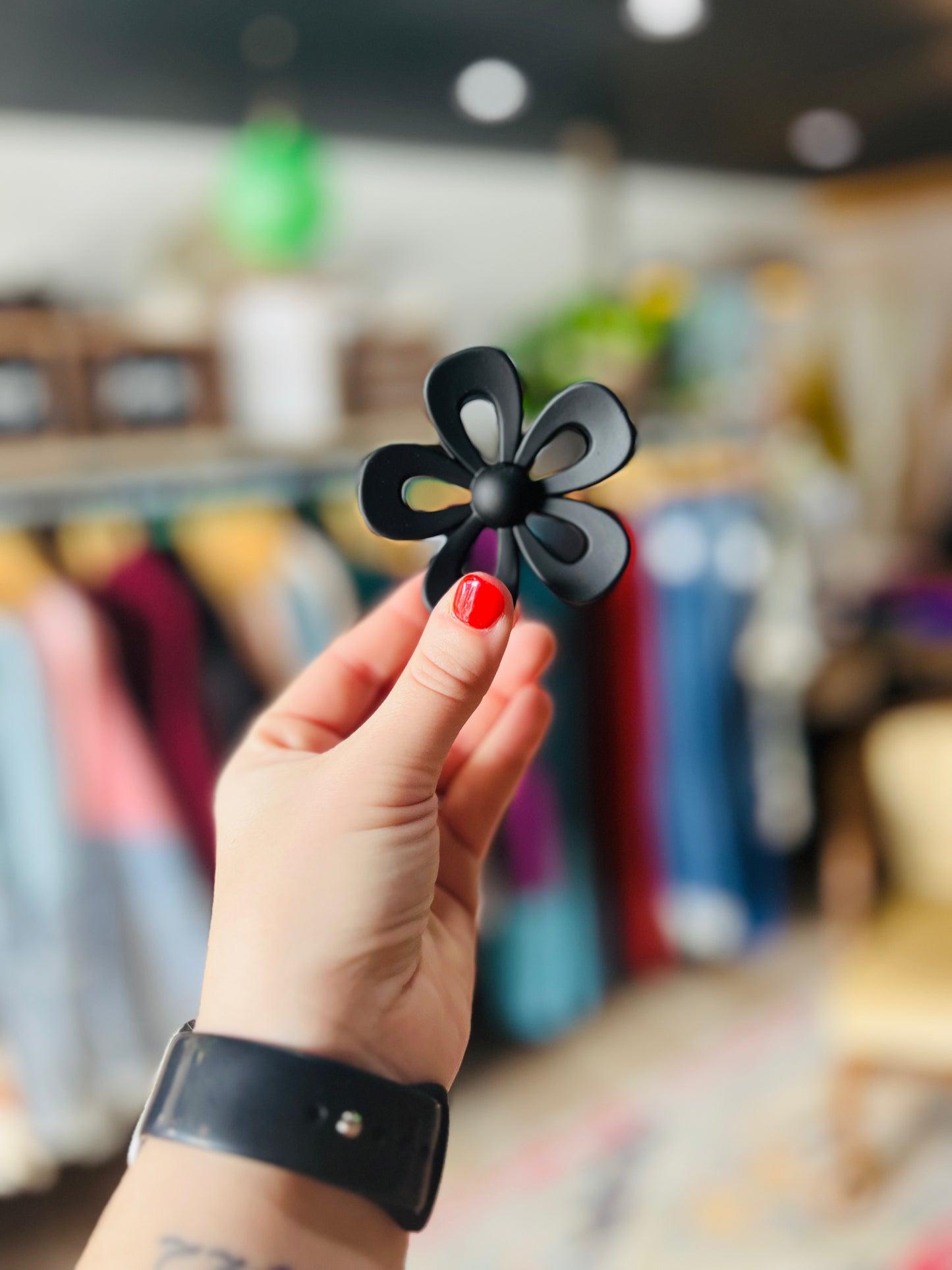 Deep Moody Colored Floral Claw Clips