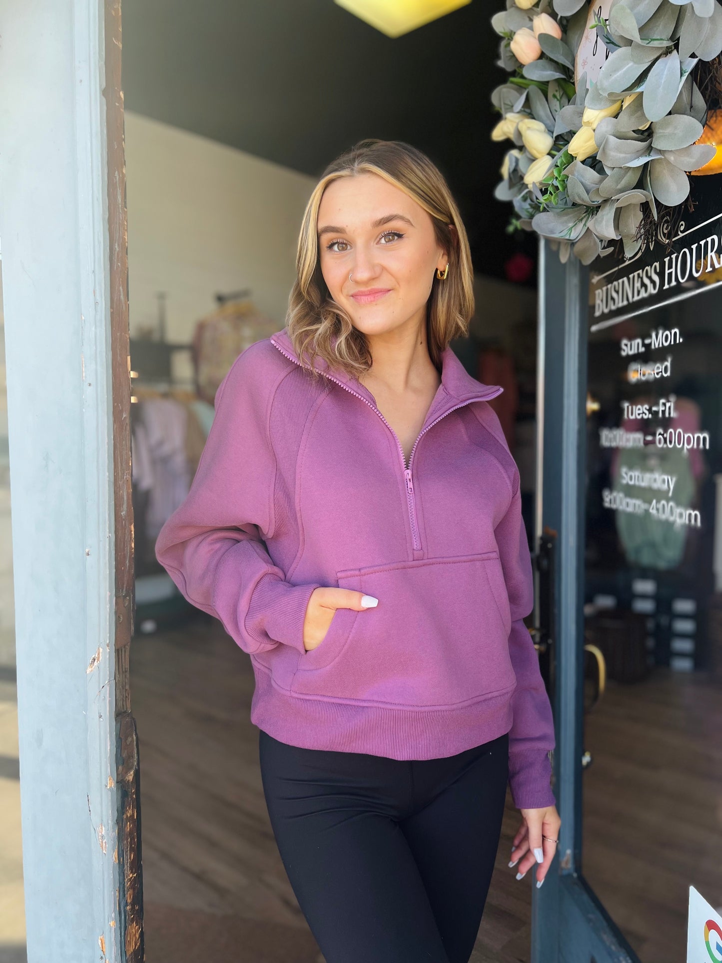 Plum Half Zip Hoodie