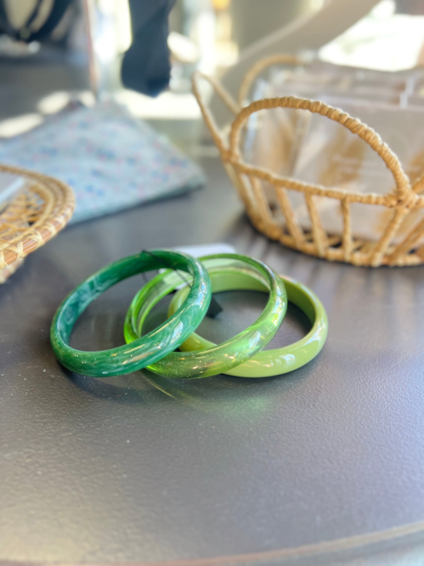 Three Green Bangle Set
