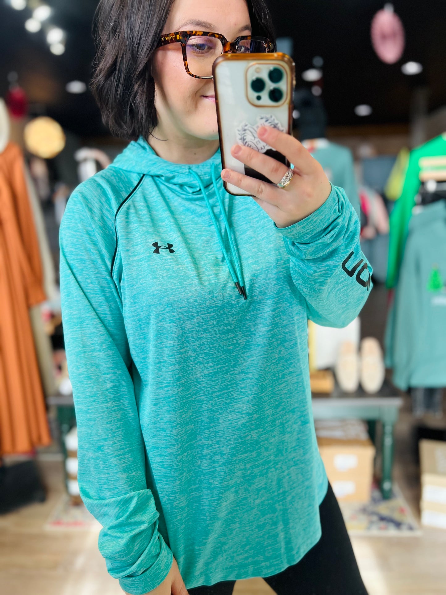 Under Armor Teal Hooded Top - XL