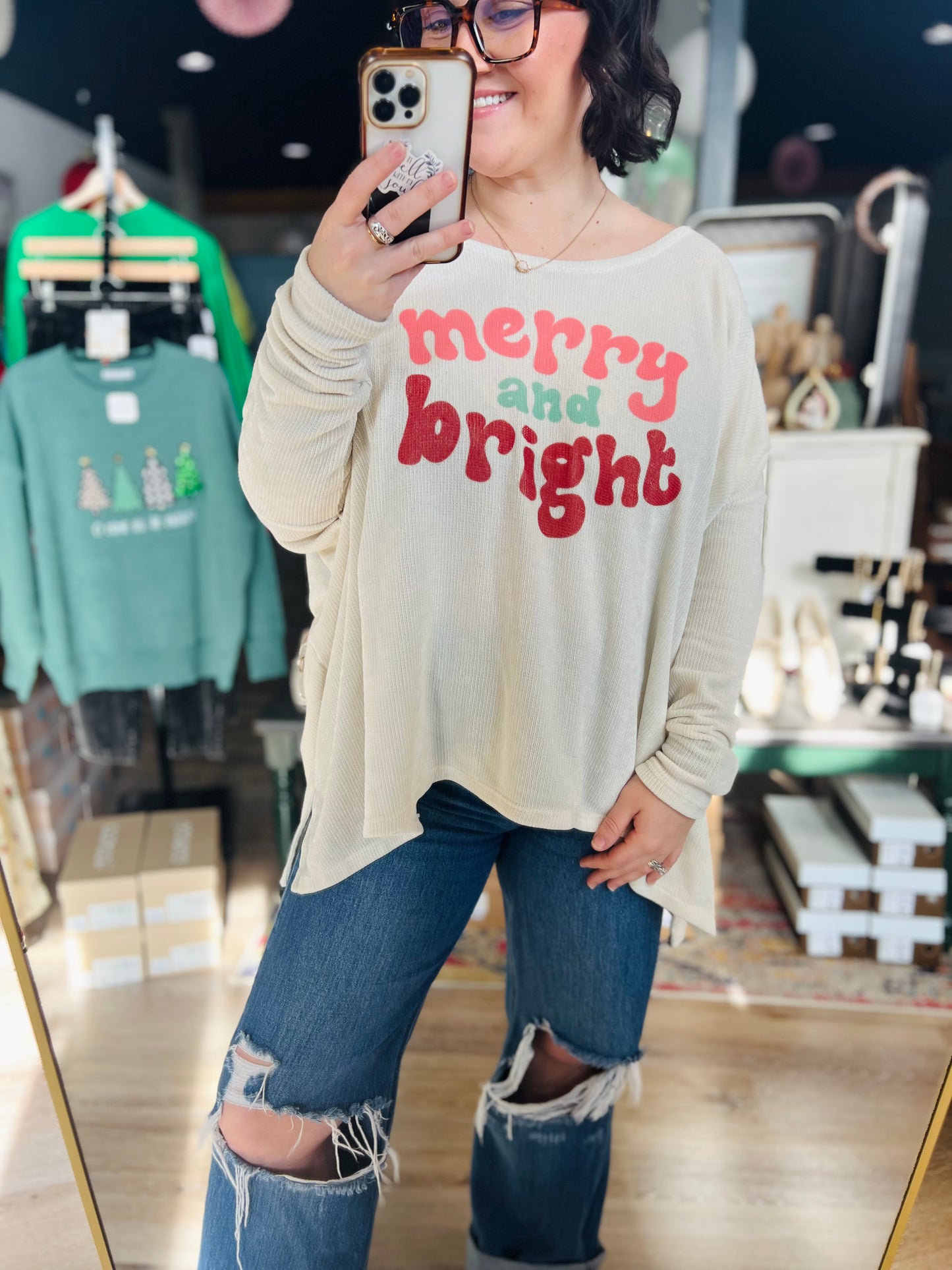 Fantastic Fawn Merry & Bright Top - L
