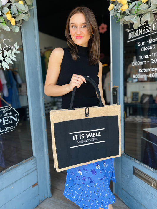 Jute Tote Bag - It Is Well