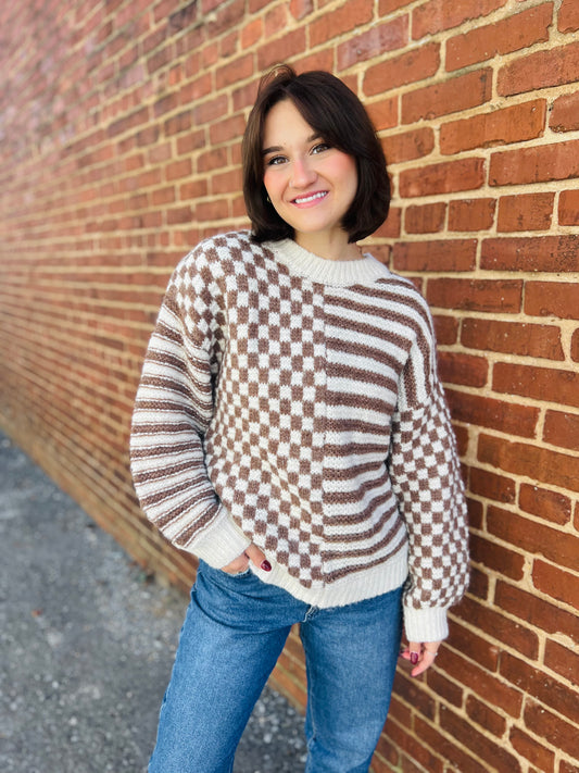 Arbela | Checkered Knit Sweater