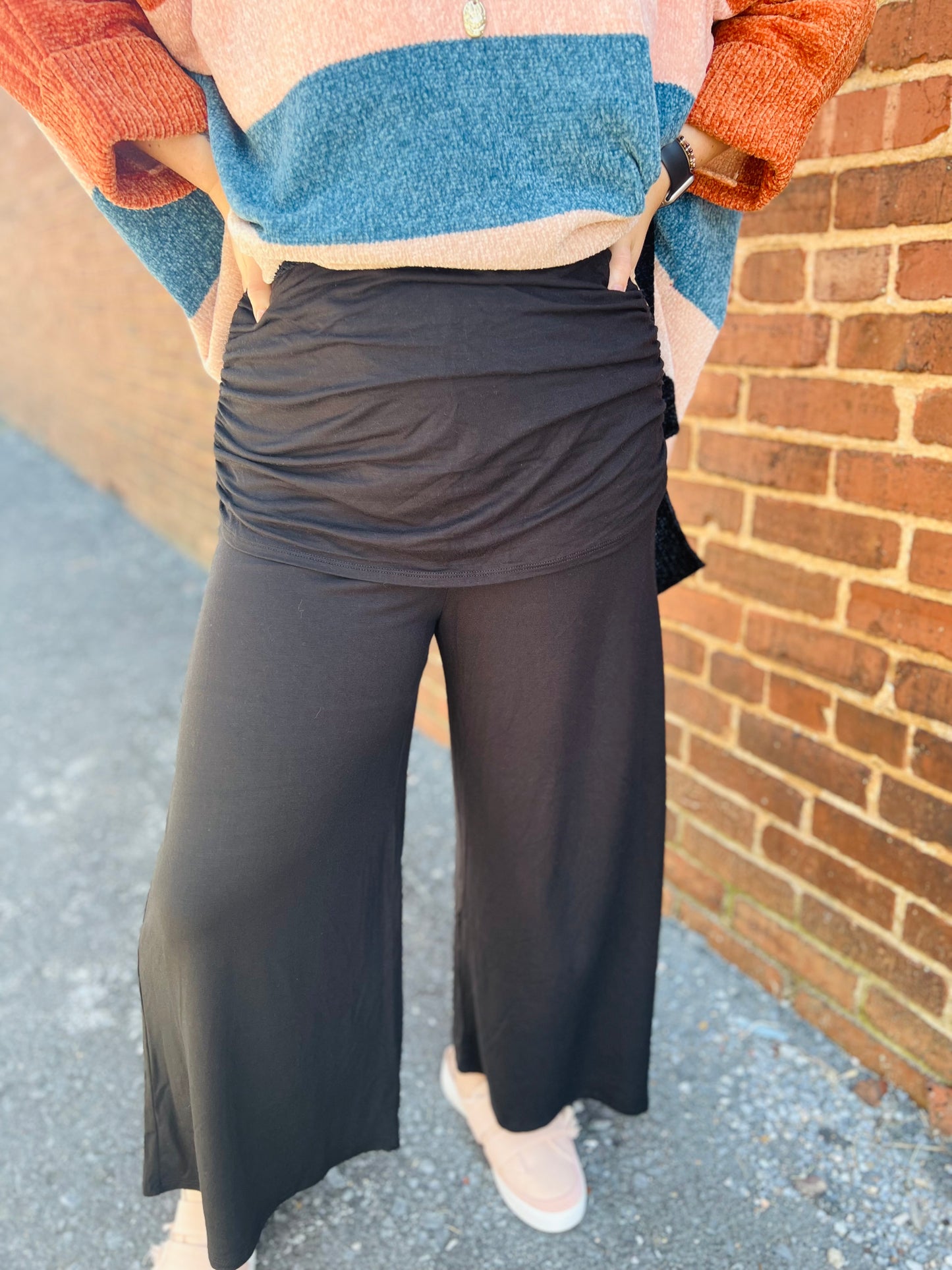 Gaucho | Curvy Wide Leg Pants - Black