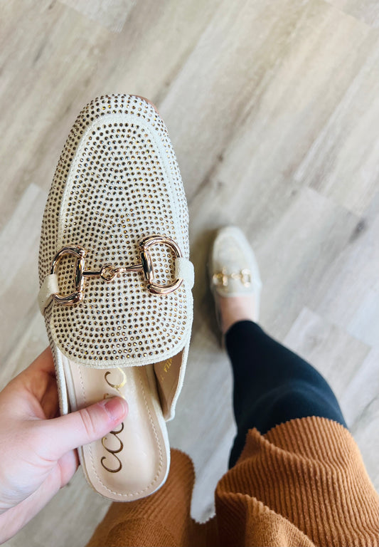 Bedazzled Loafer Flat Mules