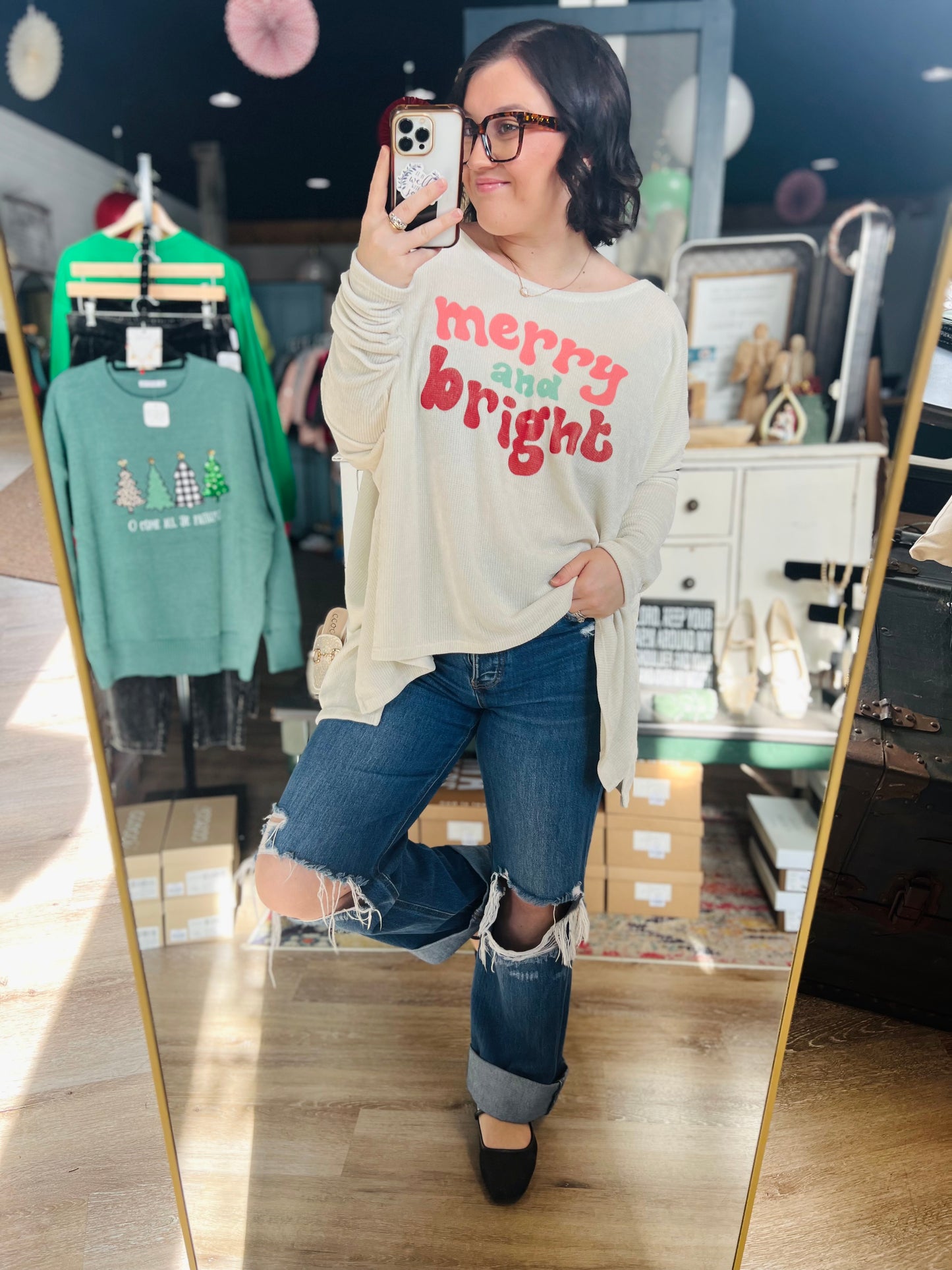 Fantastic Fawn Merry & Bright Top - L