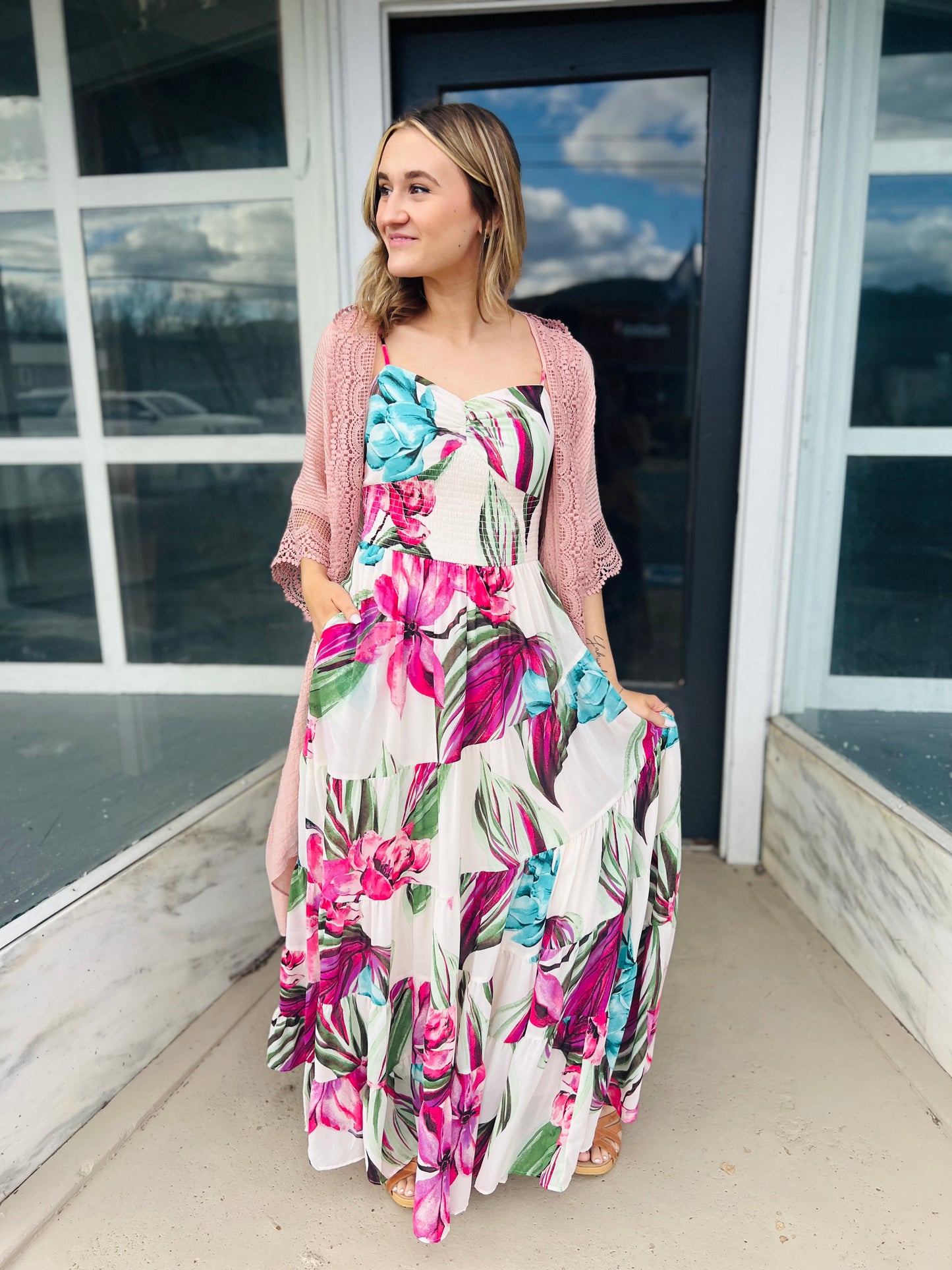 Honeymooner | Floral Spiral Tiered Maxi