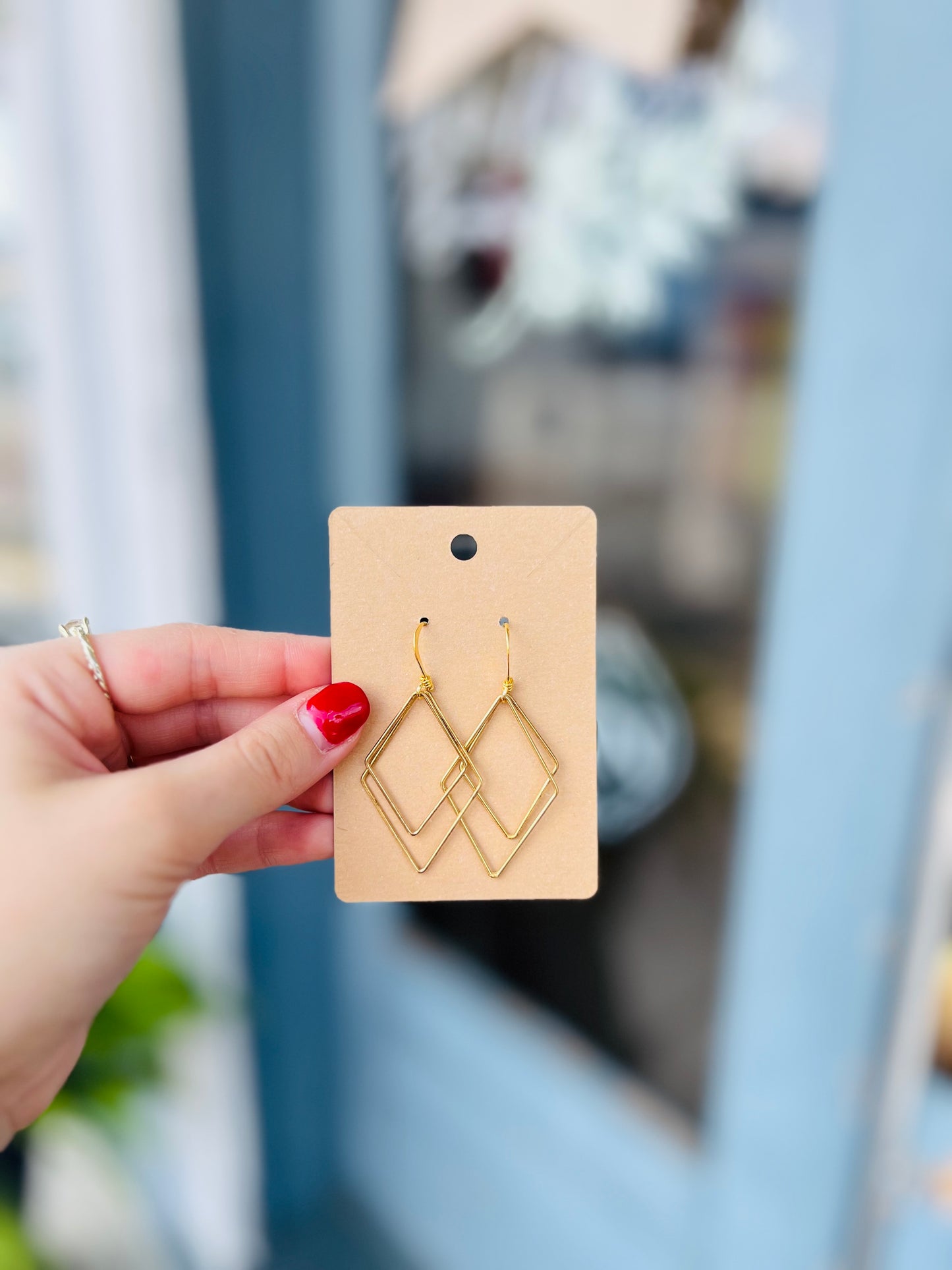 Rhombus Dangle Earrings - Gold