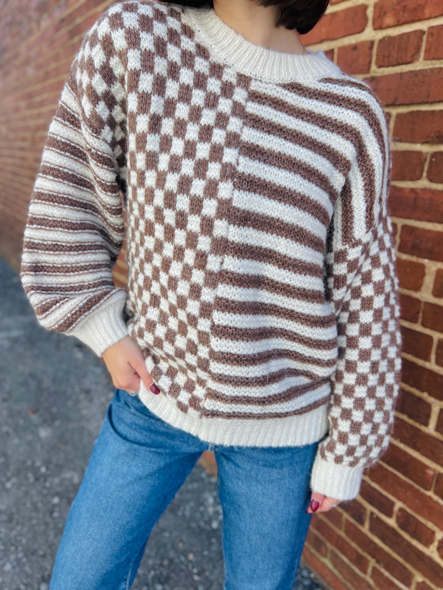 Arbela | Checkered Knit Sweater