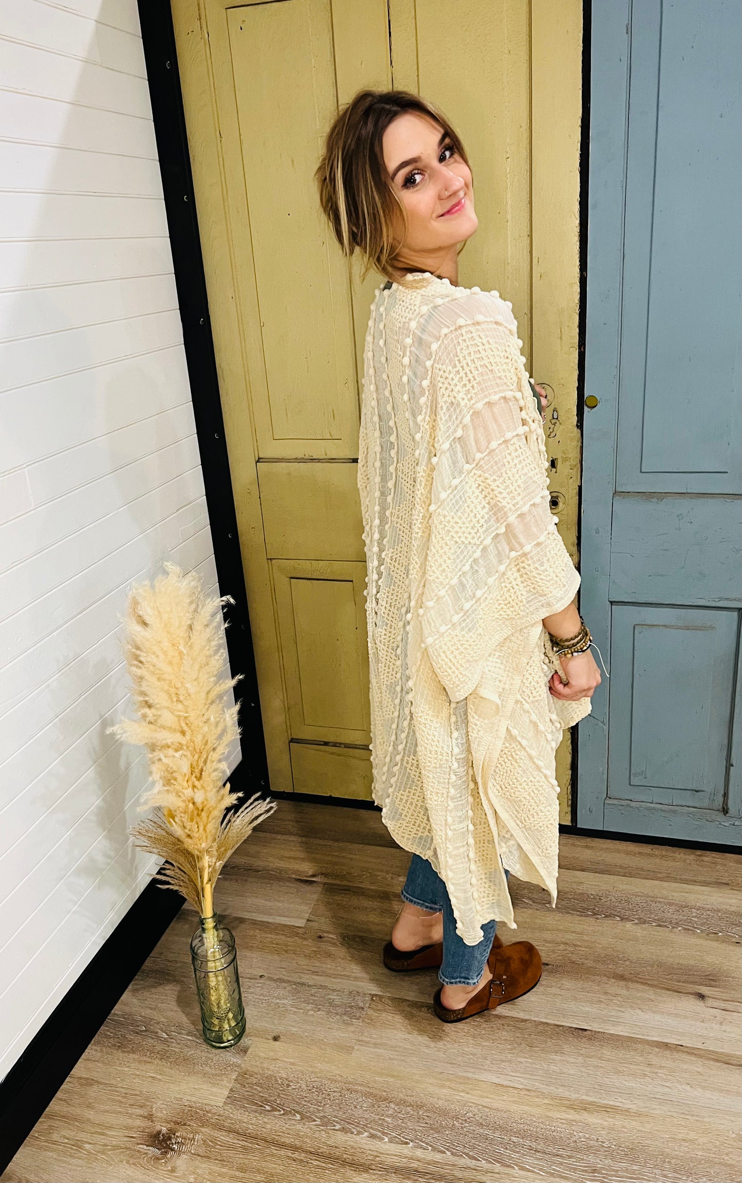 Embroidered Zig Zag Kimono