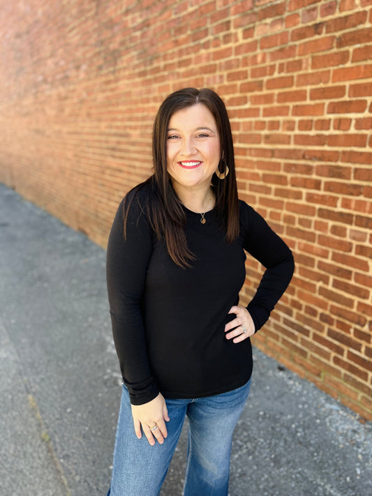 Round Neck Long Sleeve - Black