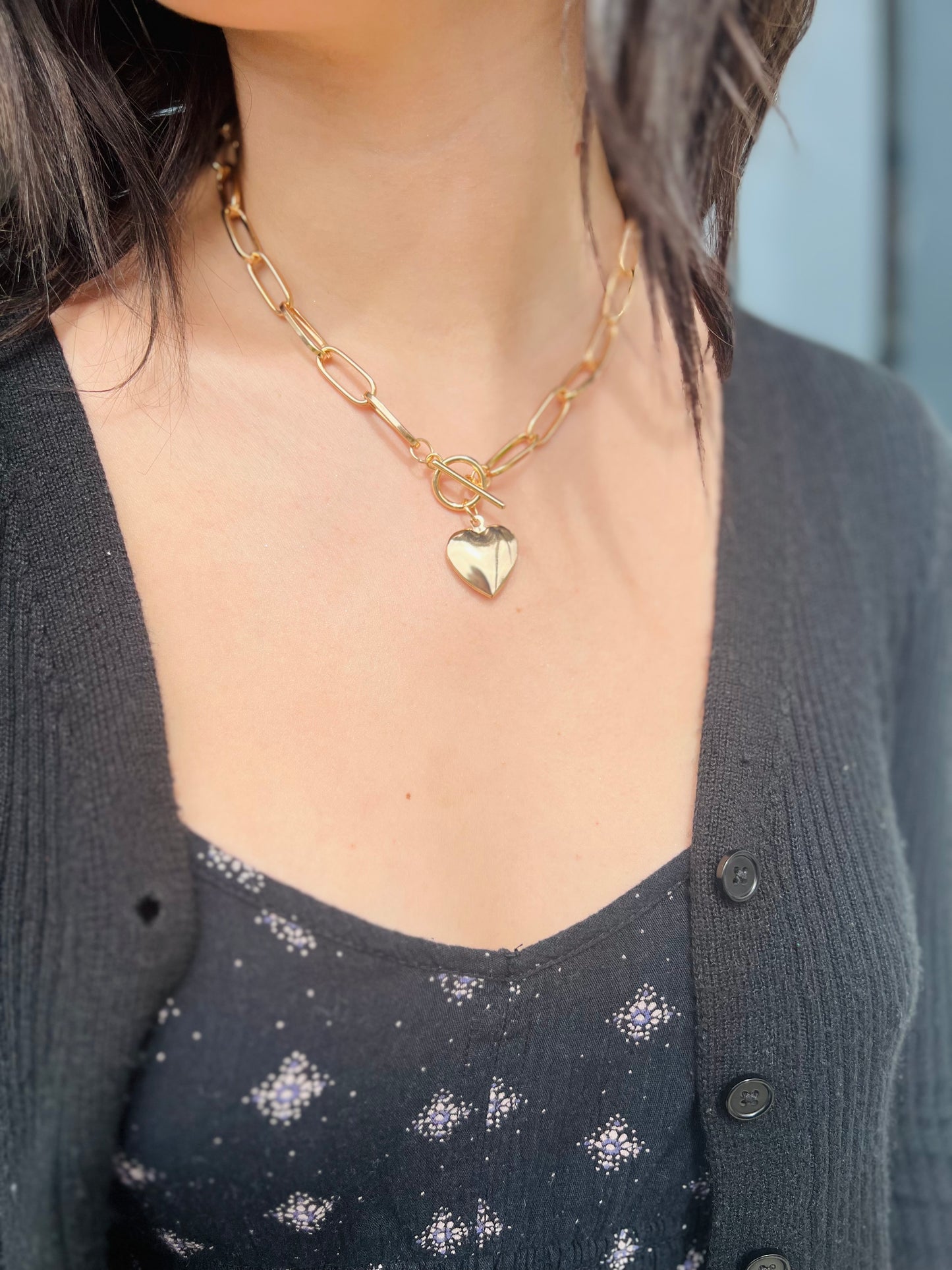 Heart Locket | Paperclip Chain Necklace