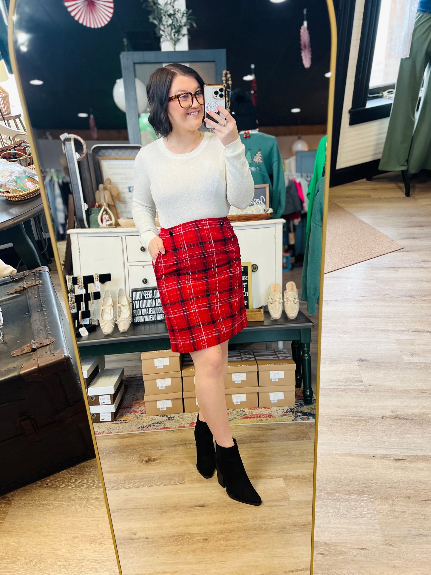 Talbots Red Plaid Skirt - 6