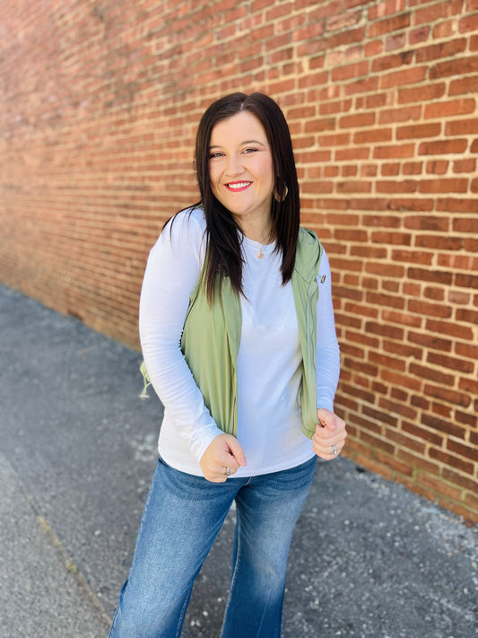Round Neck Long Sleeve - White