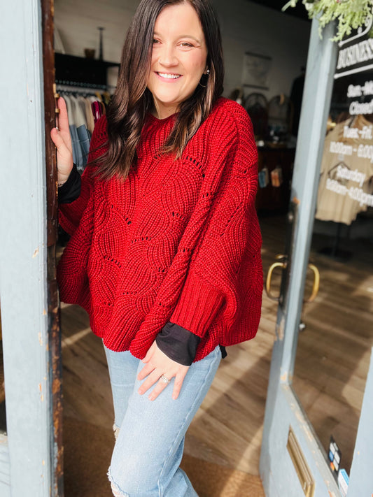 Ribbed Knit Sweater Poncho