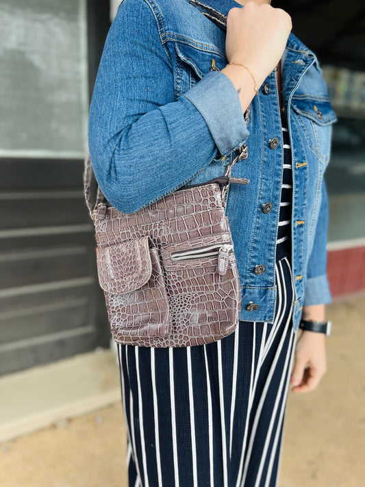 Grey Snakeskin Crossbody