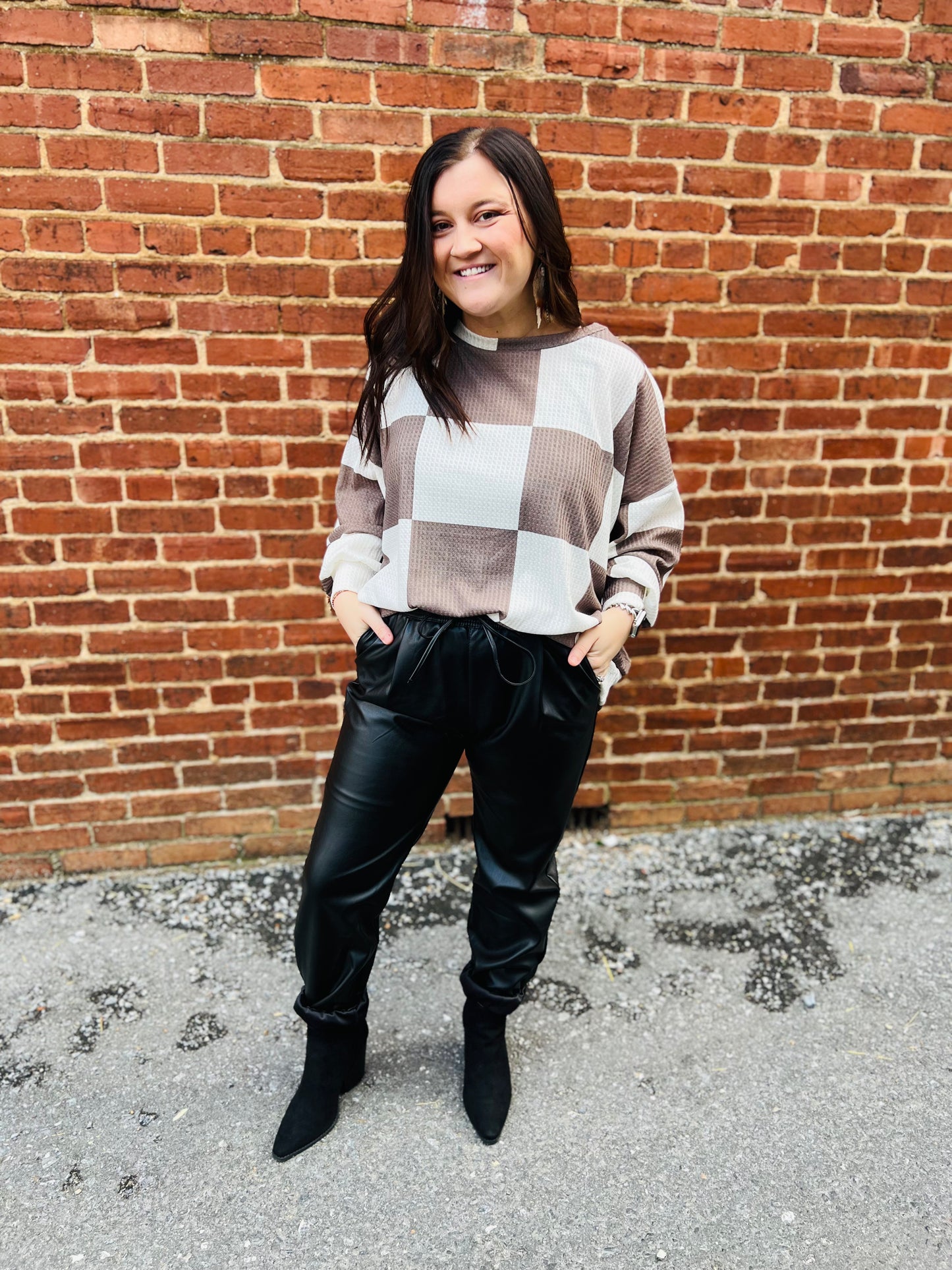 Trendy Checkered Oversized Sweatshirt