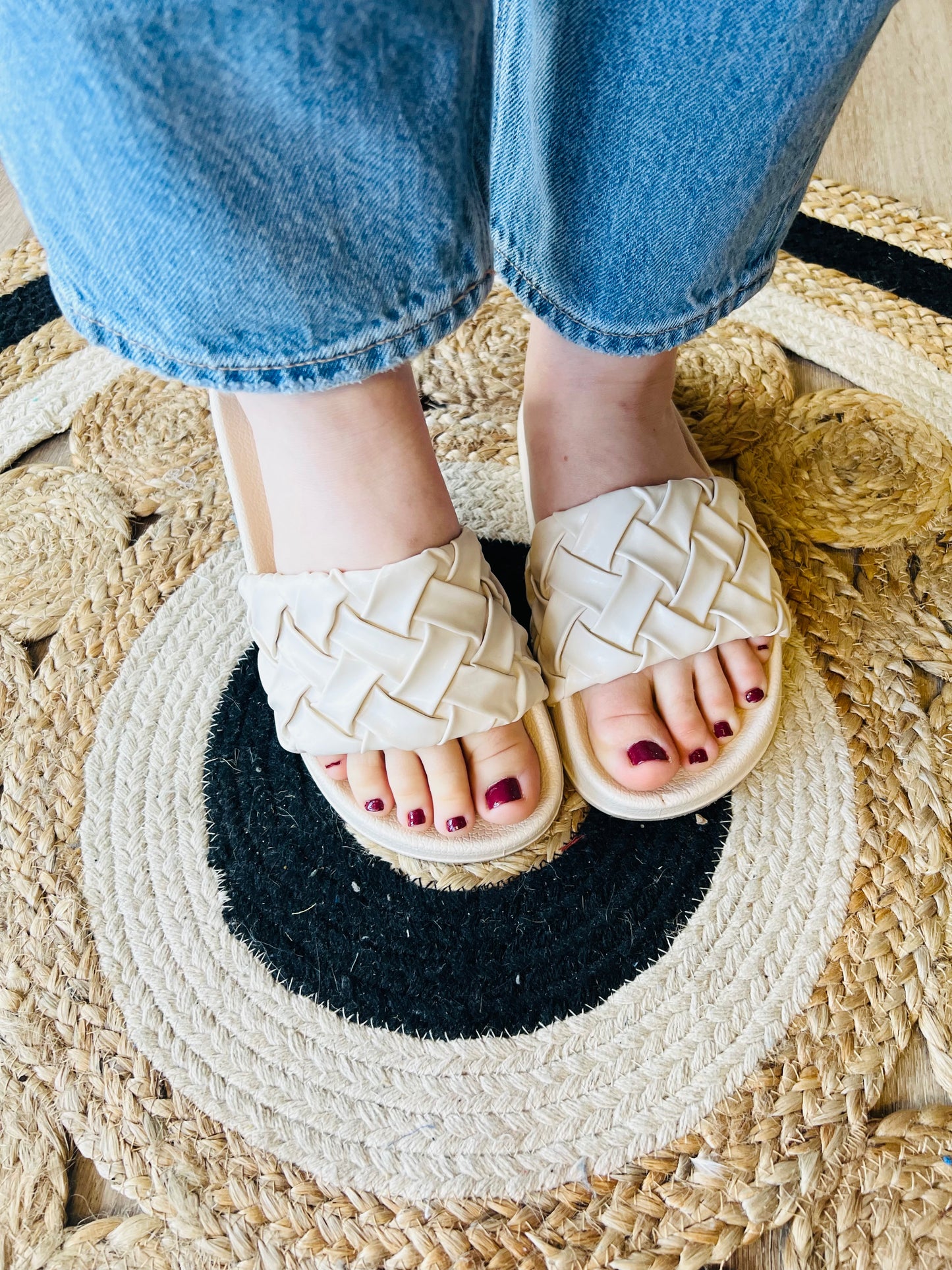 Jade | Faux Leather Sandals - Beige