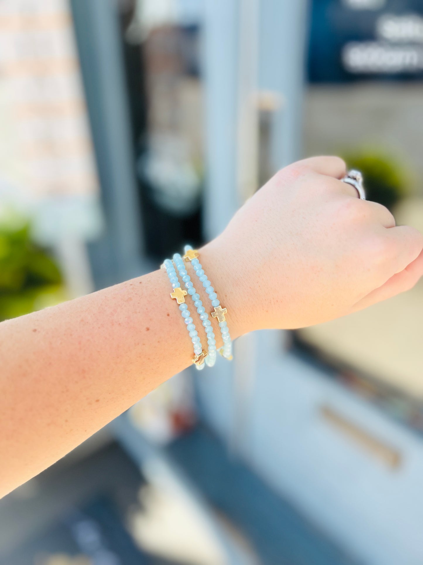 Bethel | Cross Bracelet Set - Light Blue