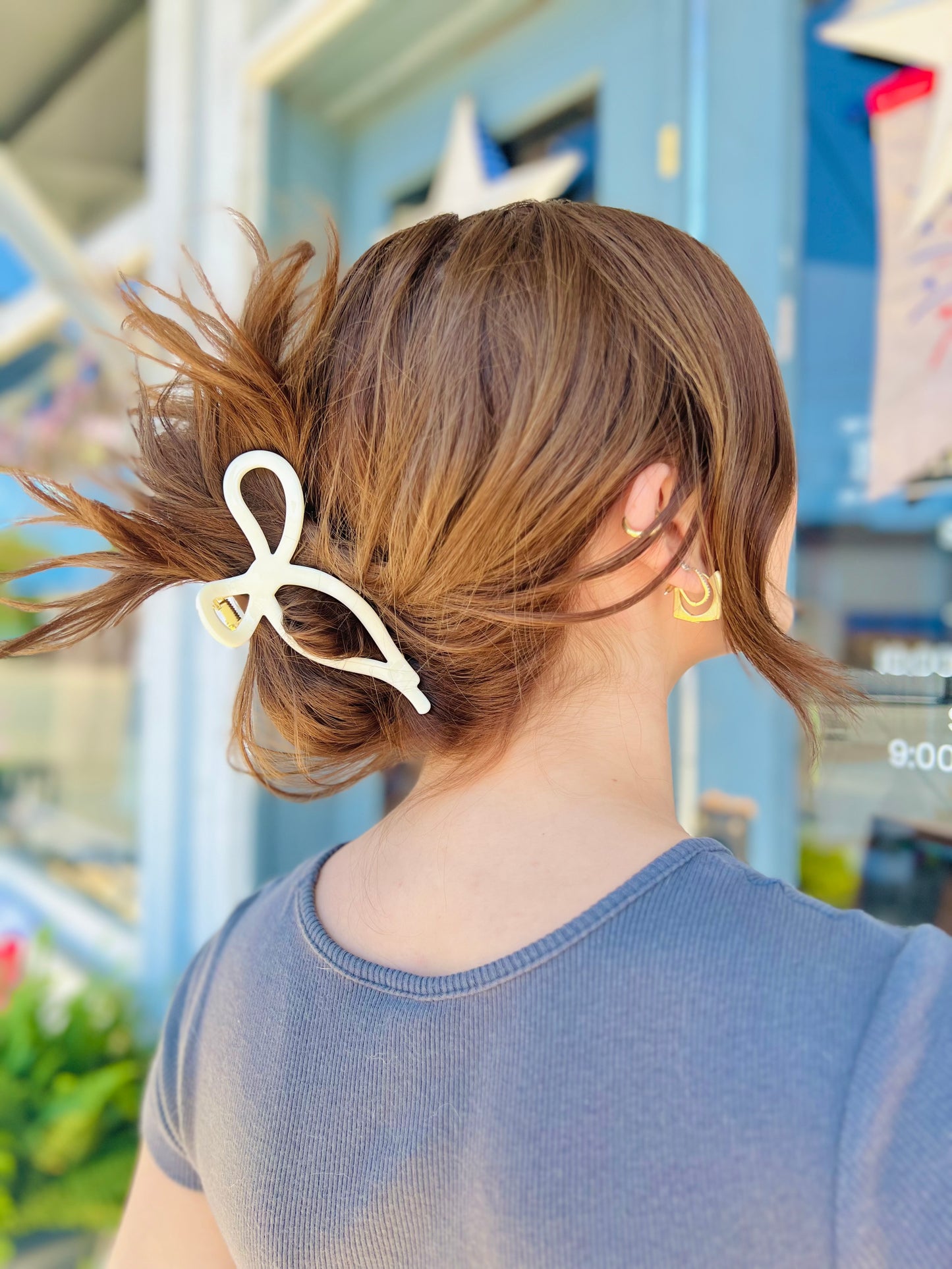 Adaline | Ribbon Bow Claw Clip - Cream