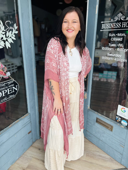 Gayle | Tassel Kimono - Roseclay