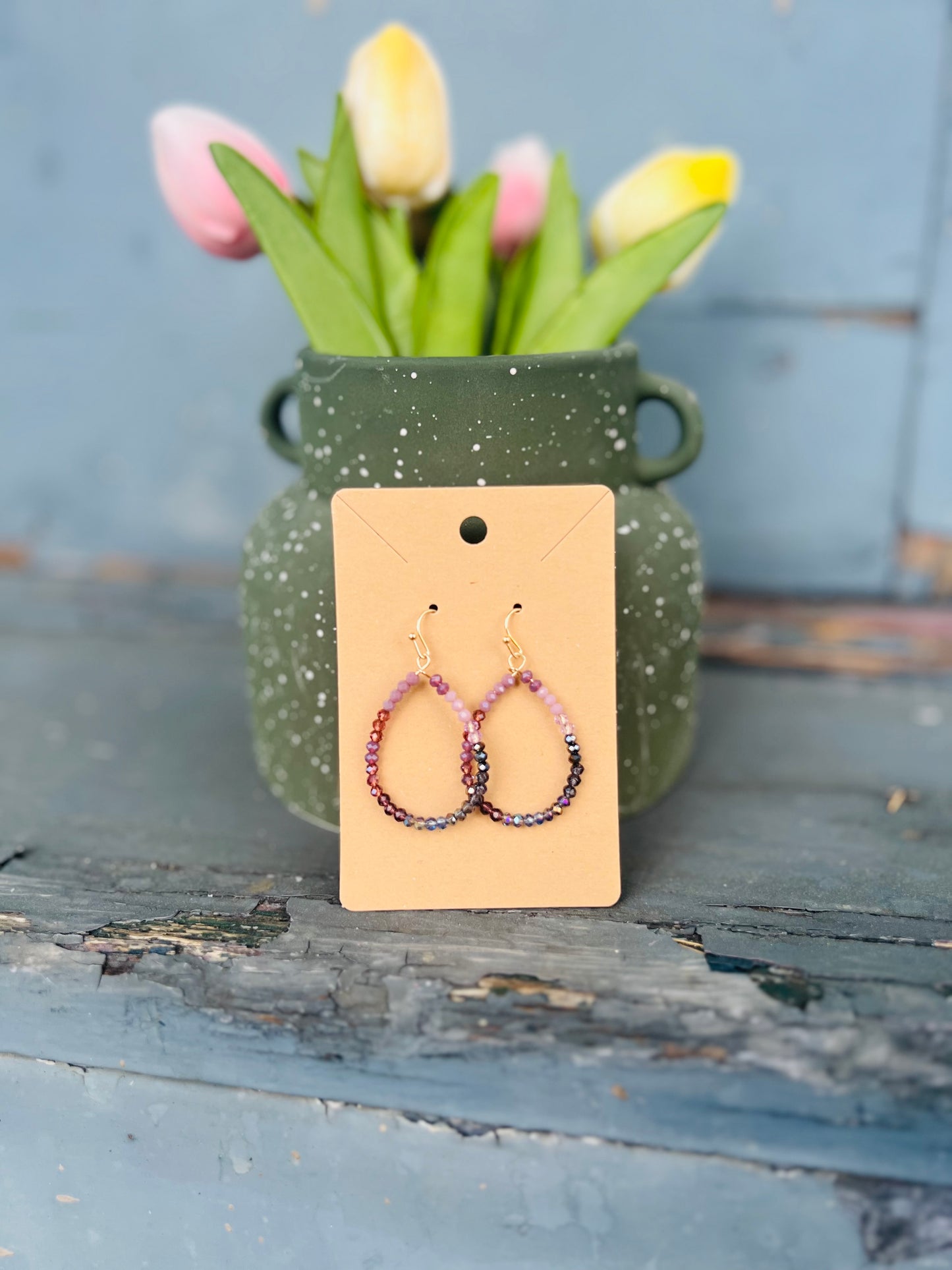 Bead Teardrop Hoops