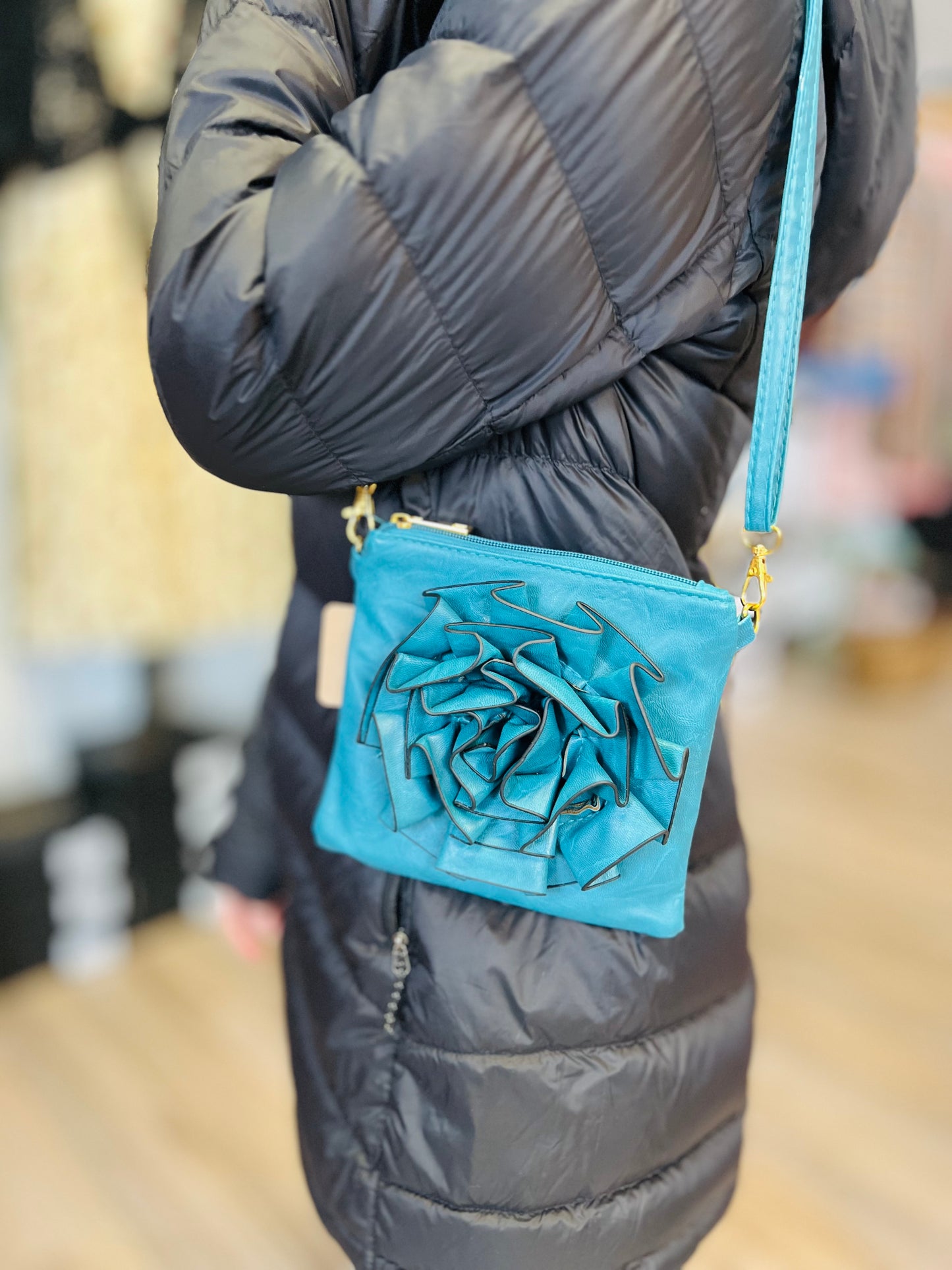 Teal Flower Power Bag