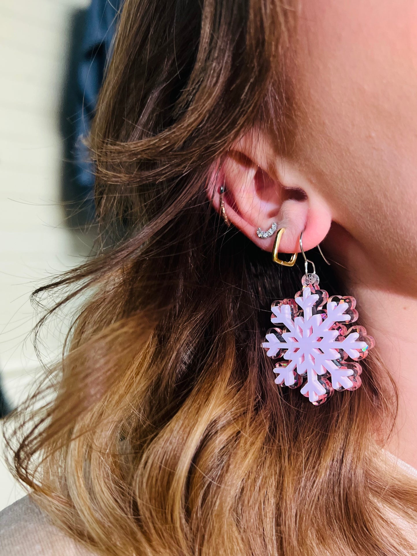 Layered Shimmer Snowflakes | Earrings