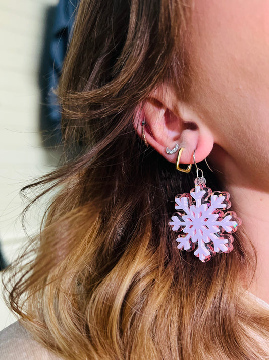 Layered Shimmer Snowflakes | Earrings