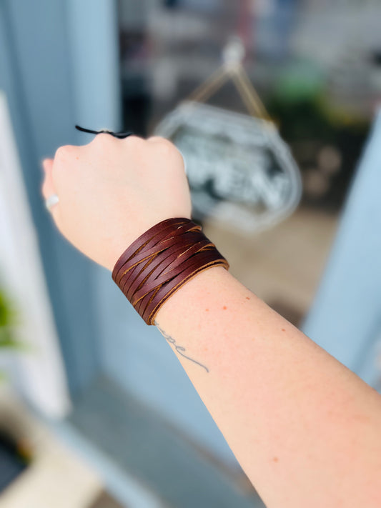 Braided Leather Cuff Bracelet